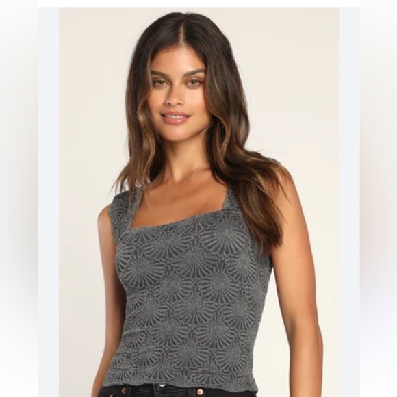 Free People Love Letter Gray Floral
Jacquard Cropped Cami Top Small - Picture 1 of 2